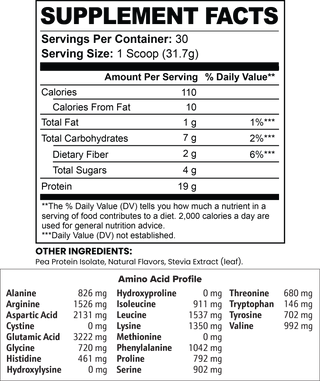 Chocolate Vegan Pea Protein Isolate Powder, 2.09 lbs