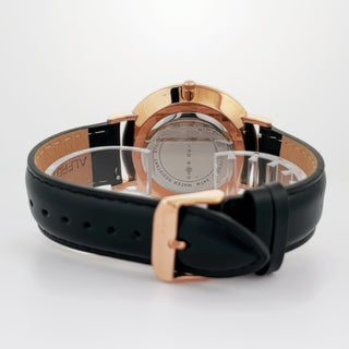 Alfred Sung Metropolitan Date Black Dial Black Leather Strap watch