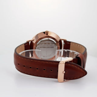 Alfred Sung Metropolitan Date Black Dial Brown Leather strap watch