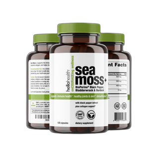 Organic Irish Sea Moss, Organic Bladderwrack, Organic Burdock & Bioperine capsules