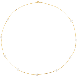 14K gold freshwater pearl station necklace
