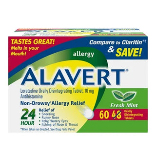 Alavert 24/Hour Allergy Relief Dissolving Tablets Loratadine Fresh Mint Flavor 60ct