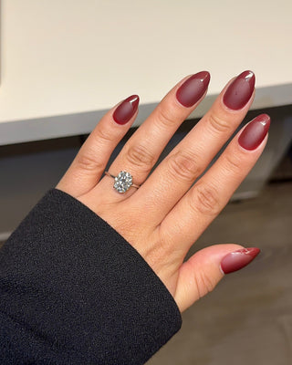 3.0ct Oval Cut Moissanite Hidden Halo Engagement Ring