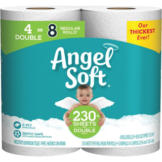 Angel Soft Bathroom Tissue, Unscented, Double Rolls, 2 Ply