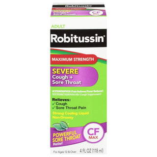 Robitussin Adult Severe Cough + Sore Throat Relief, Maximum Strength - 4 Fl Oz