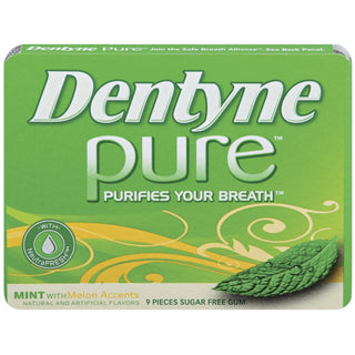 Dentyne Pure Mint With Melon Accents Sugar Free Gum, 9 Piece Pack