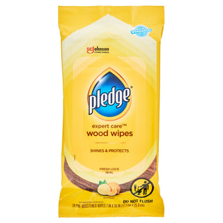 Pledge Lemon Scent Wet Wipes, Cloth, 7 X 10, White, 24/Pack, 12 Packs/Carton
