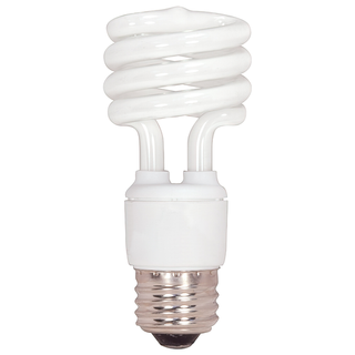 Satco 13 Watt - Mini Spiral Compact Fluorescent - 2700k - 82 Cri - Medium Base - 120 Volt