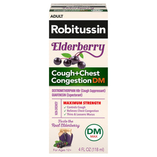 Robitussin Cough + Chest Congestion DM, Maximum Strength, Elderberry, Adult 4 Fl Oz