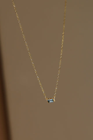 FLOATING AQUAMARINE CZ BAGUETTE NECKLACE
