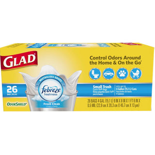 Glad 4 Gallon Small Quick Tie Fresh Clean Trash Bags