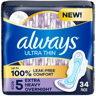 Always Pads, Ultra Thin, Flexi Wings, Extra Heavy Overnight, Size 5, Jumbo