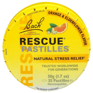 Bach Original Flower Essences Rescue Remedy Pastilles Orange, Natural Stress Relief, 1.7 Oz