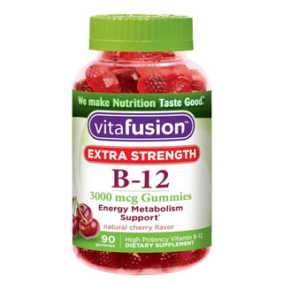 Vitafusion B-12 3000 mcg, Extra Strength Energy Metabolism Support, Natural Cherry Flavor, 90 Gummies
