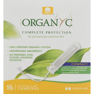 Organyc 100% Certified Organic Cotton Compact Eco-Applicator Tampon, Regular