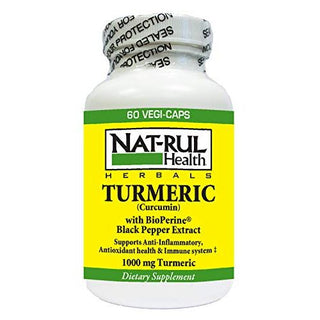Natrul Health Turmeric W Black Pepper Extract 1000mg 60 Count Vegi-Caps