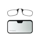 ThinOptics Universal Case And Readers Rectangular Reading Glasses, Silver Black Metal Pod With Black Frames, 2