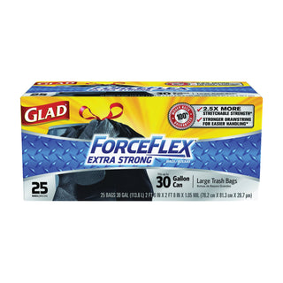 Glad Trash Bags, Drawstring, Multipurpose 30 Gallon Black 25ct