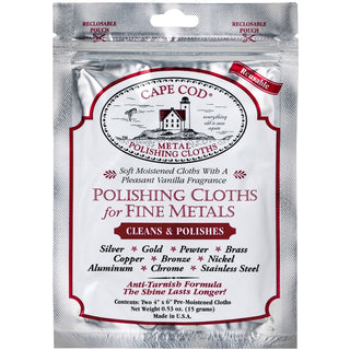 Cape Cod Vanilla Scent Fine Metal Cleaner And Polish 2 Pk Cloth