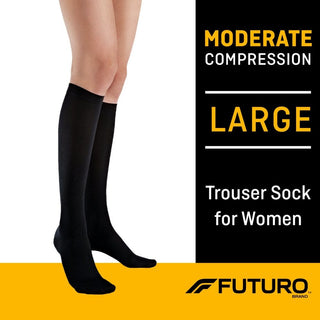 Futuro™ Moderate Compression Trouser Socks for Women – Black, Large