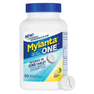 Mylanta One Antacid + Anti-Gas Chewable Tablets Lemon Mint