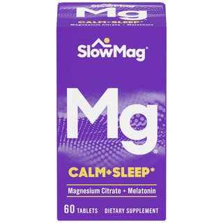 SlowMag Mg Calm + Sleep Magnesium Citrate With Melatonin Supplement Tablets