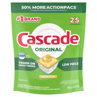 Cascade Dishwasher Detergent, Lemon Scent, Pacs