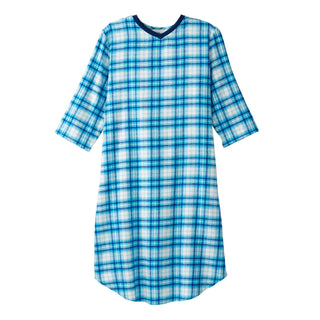 Silverts Patient Exam Gown - Turquoise Plaid, Medium