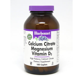 Bluebonnet Calcium Citrate Magnesium Plus Vitamin D3, 180 Caplets, Nutrition