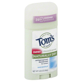 Tom's of Maine Naturally Dry Unscented Antiperspirant Deodorant For Women 2.25 Oz. Stick
