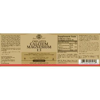 Solgar Chelated Calcium/Magnesium 1:1 120 Tabs