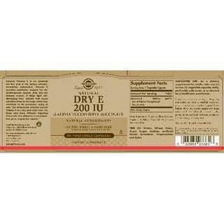 Solgar Natural Dry E Vitamina - 200 IU - 100 C�psulas