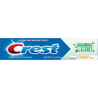 Crest Fresh & White Toothpaste, Peppermint Gleem Paste, 5.7 Oz