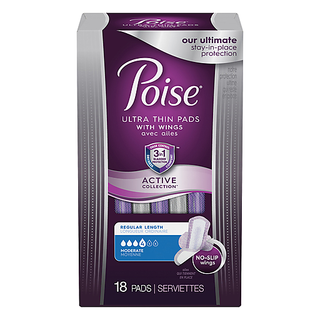 Poise Active Collection Ultra Thin With Wings Regular Length Moderate Pads