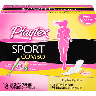 Playtex Sport Combo Unscented Tampons And Ultra Thin Pads 32 Ct Box