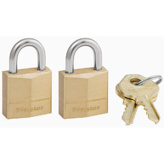 Master Lock Three-Pin Brass Tumbler Locks, 3/4" Wide, 2 Locks & 2 Keys/Pack