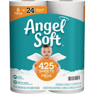 Angel Soft 2 Ply Mega Roll Unscented Bathroom Tissue