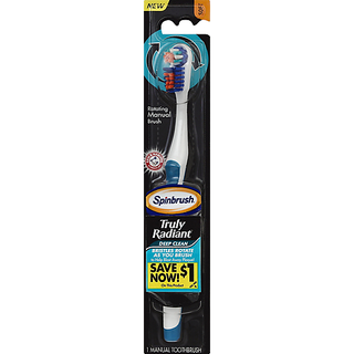 Arm & Hammer Spinbrush Truly Radiant Deep Clean Soft Manual Toothbrush Carded Pack