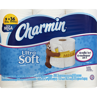 Charmin Ultra Soft Bathroom Tissue, Mega Roll, 2 Ply