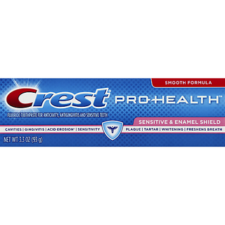 Crest Toothpaste, Fluoride, Smooth Formula, Sensitive & Enamel Shield 3.3 Oz