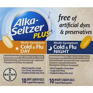 Alka-Seltzer Cold & Flu, Multi Symptom, Day/Night, Liquid Gels