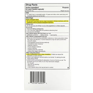 Alli Weight Loss Diet Pills Orlistat 60 mg Capsules 120 Count