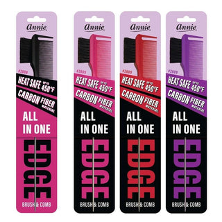 Annie All In One Edge Brush & Comb - Black #2608