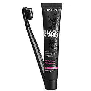 Curaden Curaprox Black Is White Whitening Toothpaste With Toothbrush Ultra Soft Carbon
