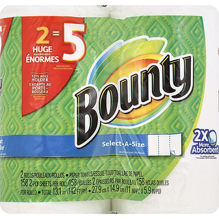 Bounty Paper Towels, Select A Size, Huge Rolls, White, 2 Ply