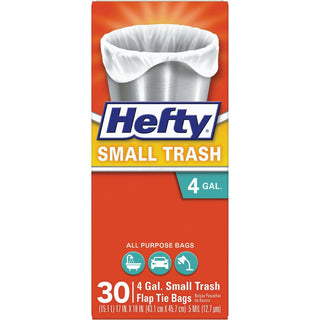 Hefty Small Flap Tie Trash Bags - 4 Gallon - 30ct