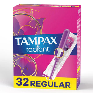 Tampax Radiant Plastic Tampons, Regular Absorbency, Unscented