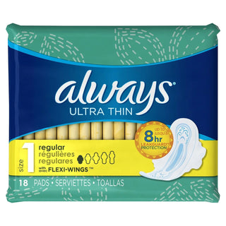 Always Ultra Thin Pads Size 1 Regular Absorbency Unscented With Wings