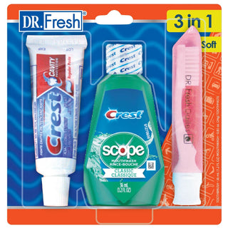 Dr. Fresh Toothbrush/Toothpaste/Mouthwash Travel Kit
