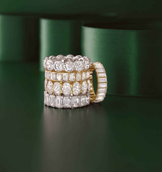 Lumière Infinie 14K Yellow Gold 4 3/4 CTW Lab Grown Baguette Diamond Low-Profile Eternity Band